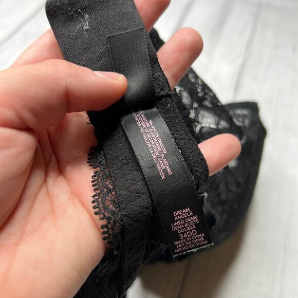 Victoria's Secret Dream Angels Lined Demi Black Lace Pushup Bra Size 34DD - Picture 8 of 9